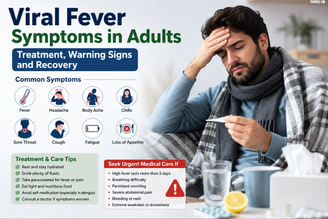 viral fever symptoms in adults
